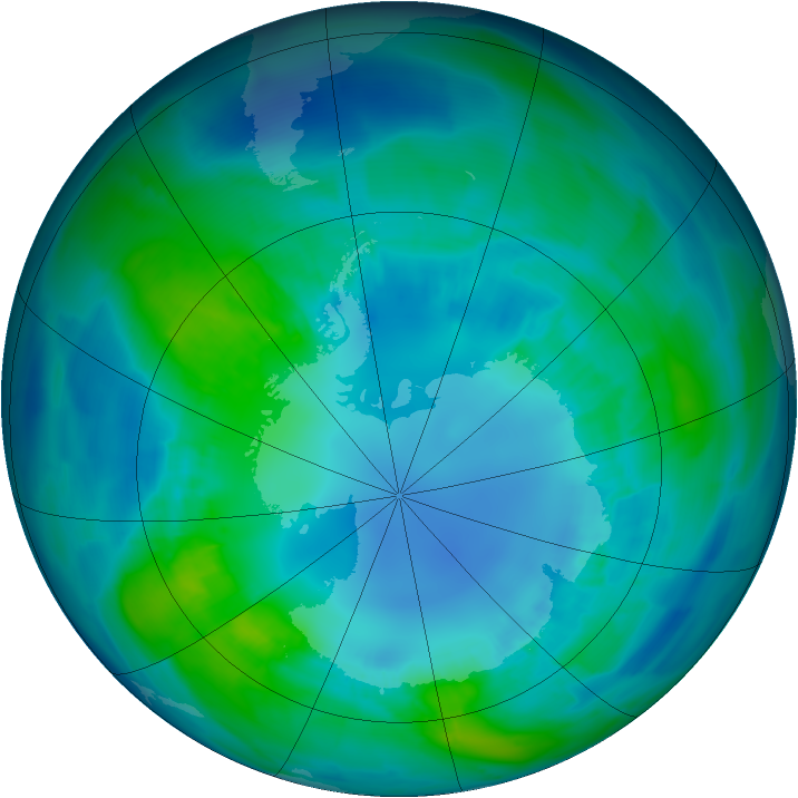 Antarctic ozone map for 19 April 2013